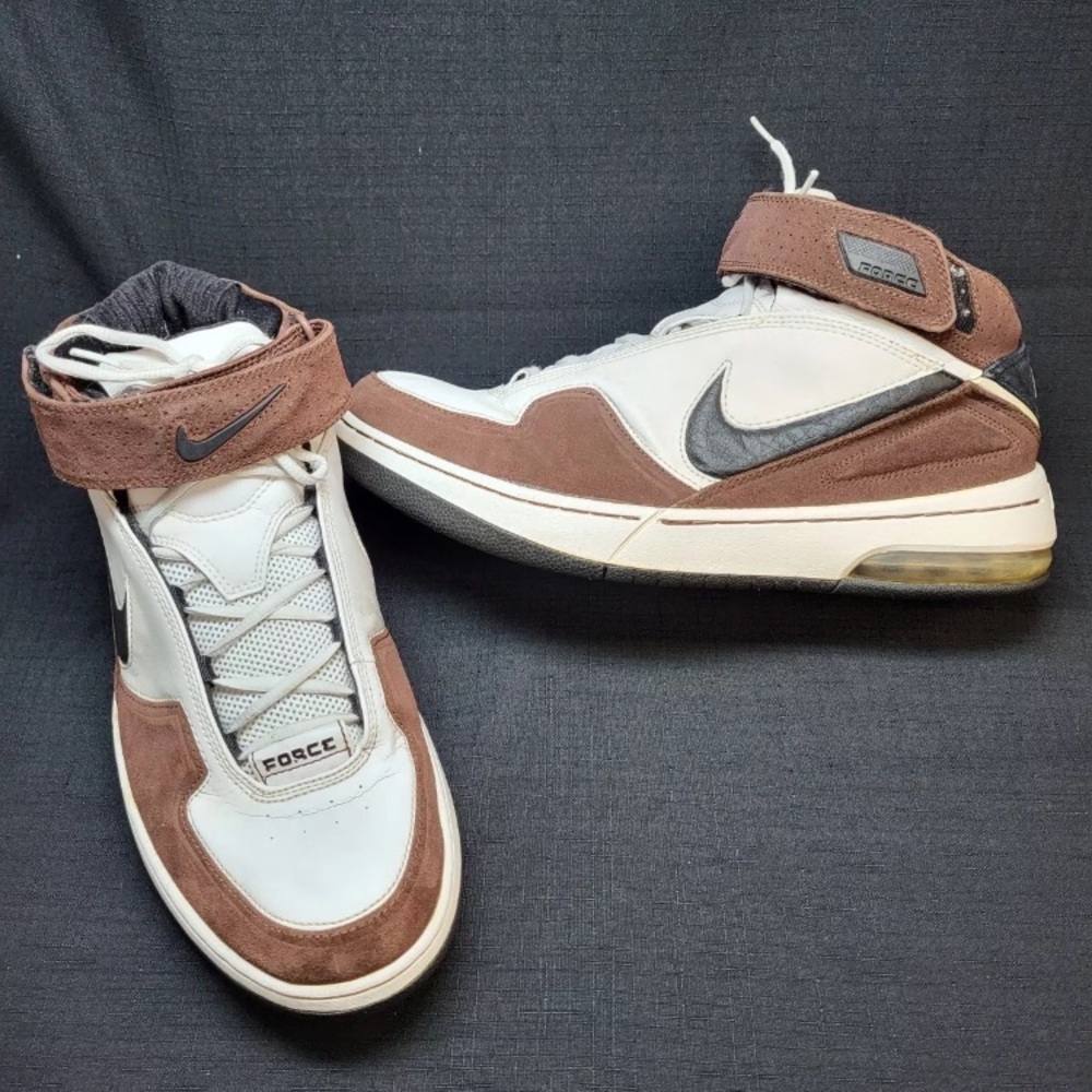 Nike Men's Brown and White High-Top Sneakers